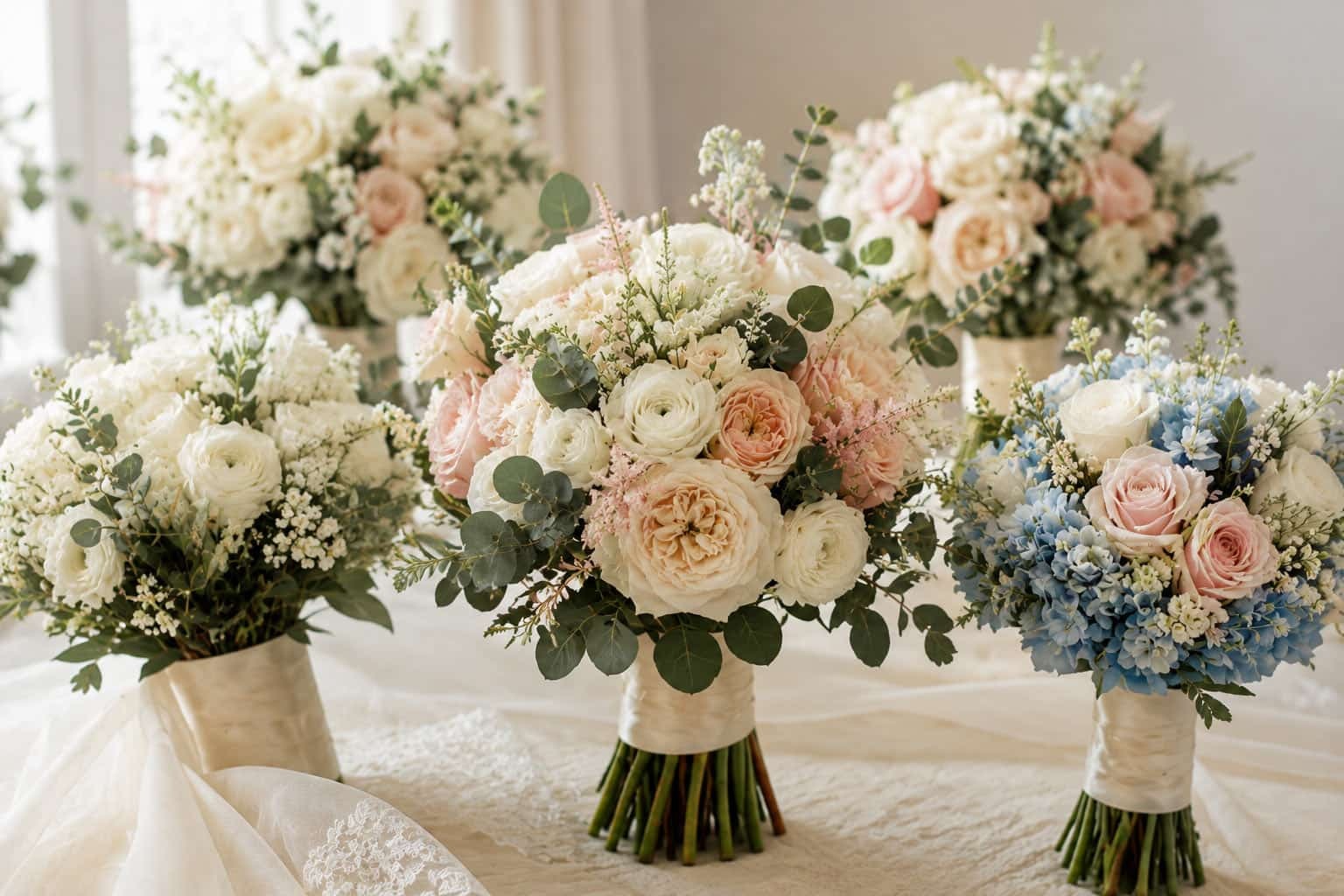 A set of bridal bouquets designs